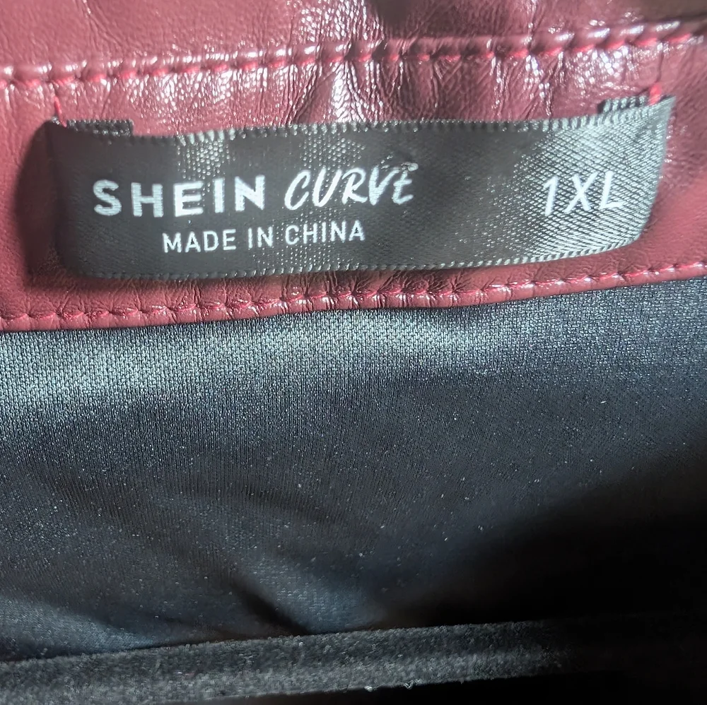 SHEIN Maroon Leather Short Sleeve Top Size 1XL - Picture 5 of 8
